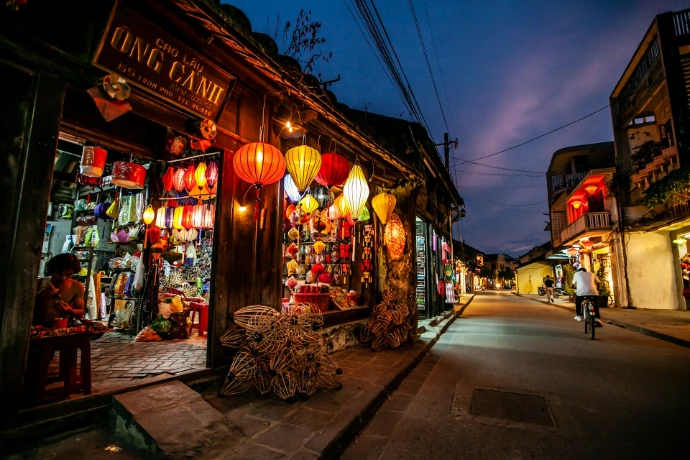 Hoi An old town street cafe night Vietnam tour package TripNest Holidays