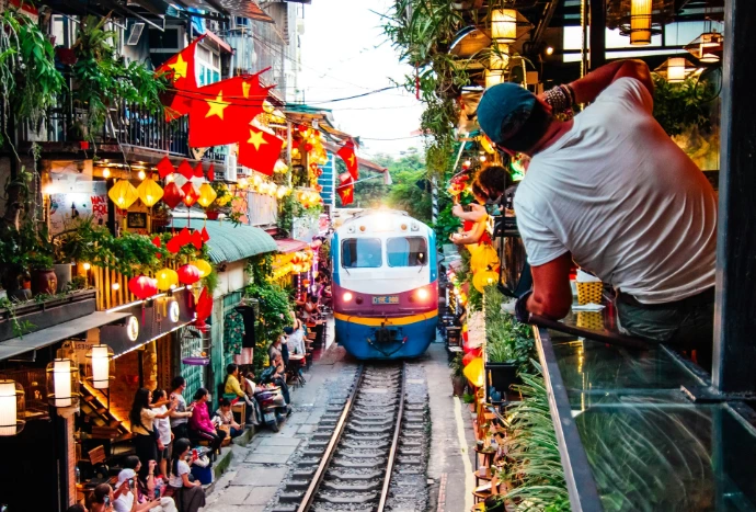 Hanoi train street old quarter Vietnam tour package TripNest Holidays