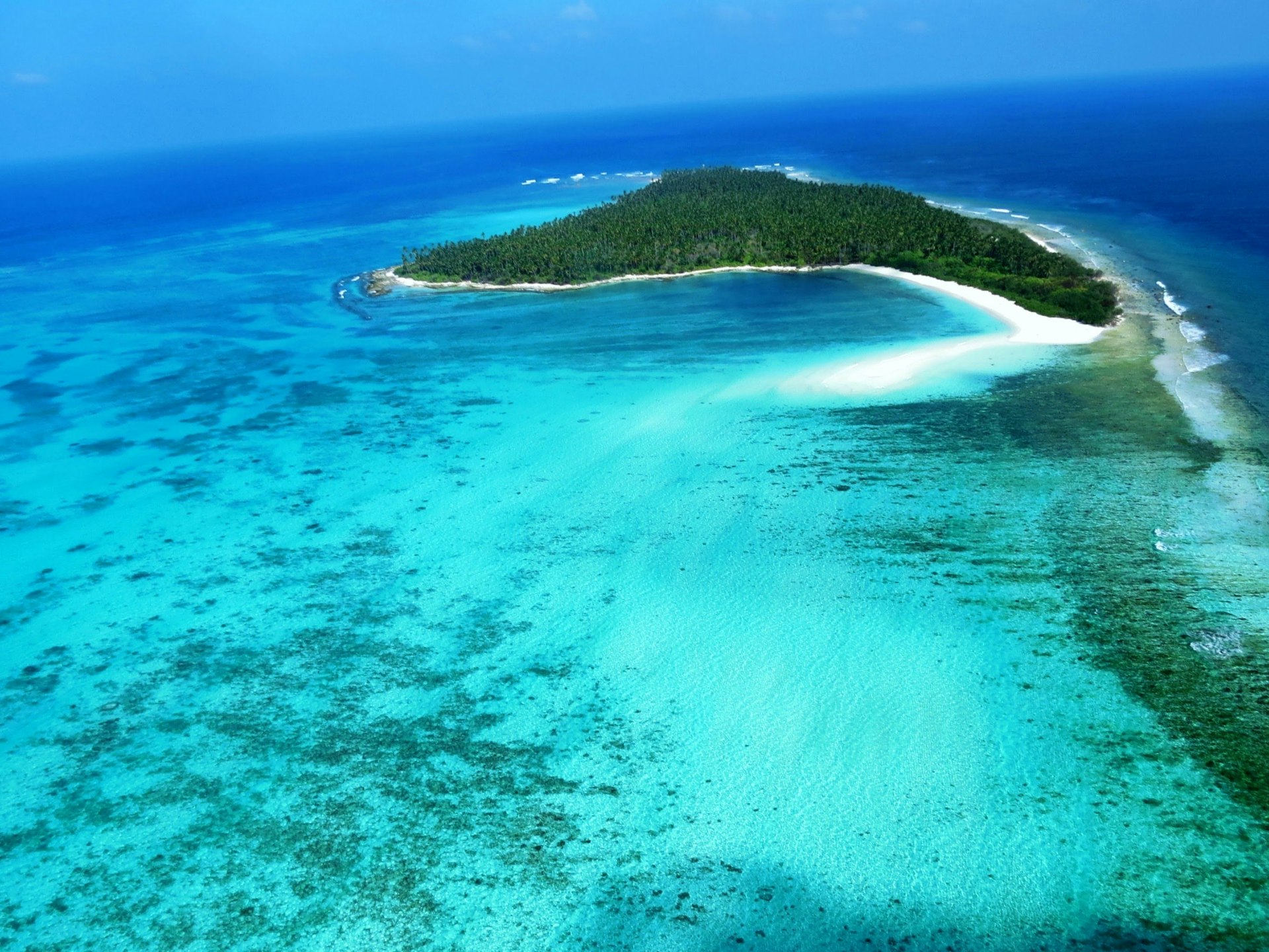 Andaman island aerial view turquoise beach