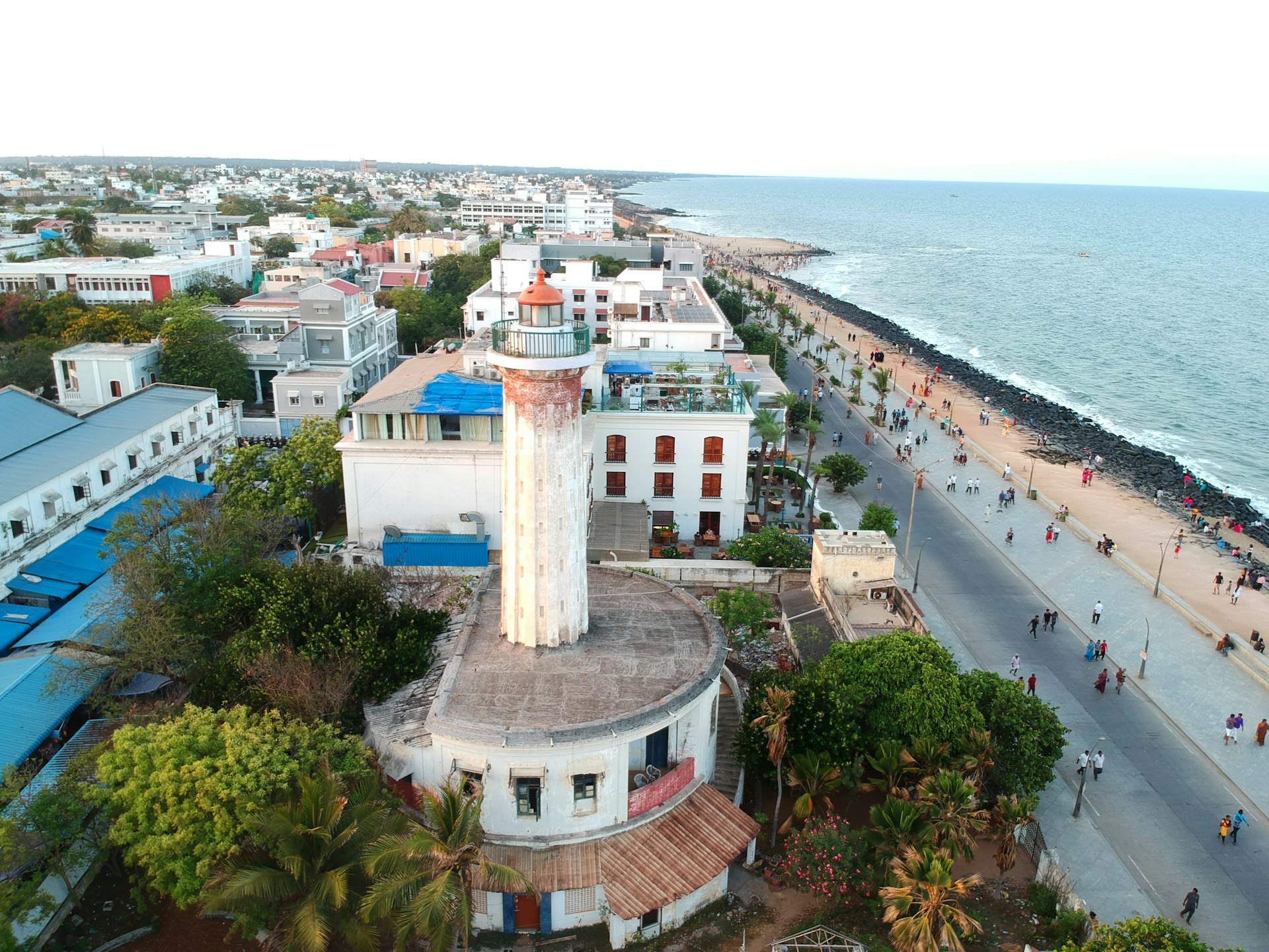 Coastal town beach India aerial view