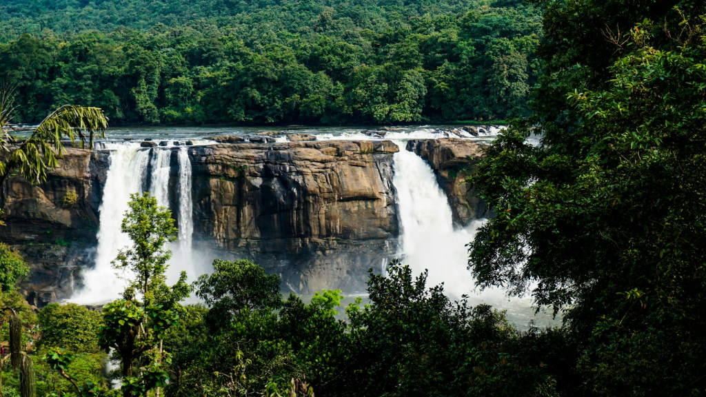 Waterfall forest India family nature trip