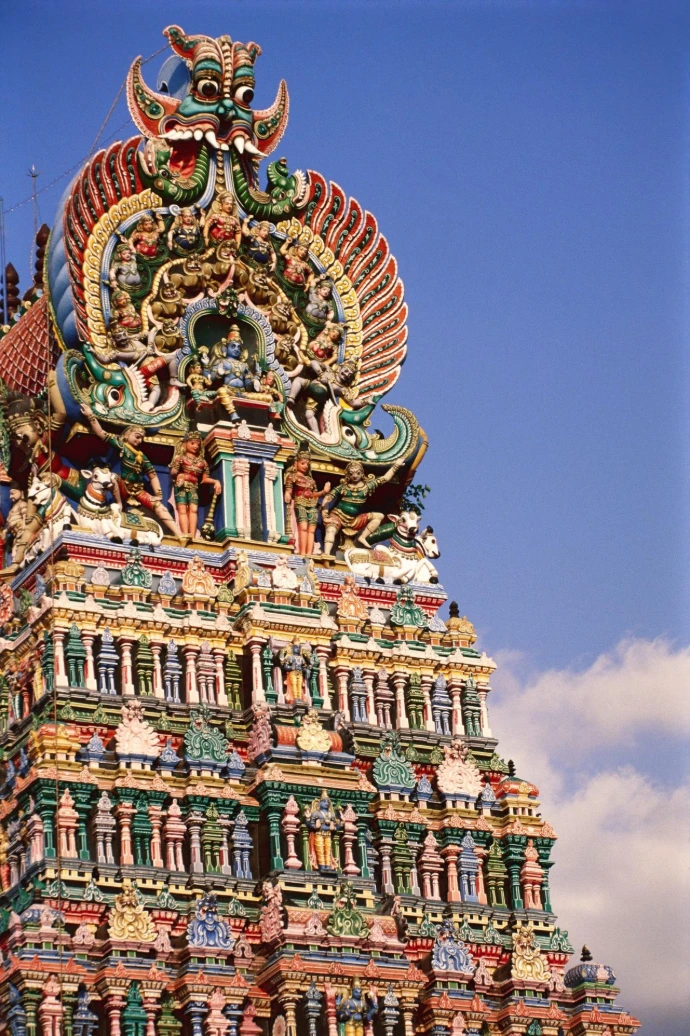 Madurai Meenakshi temple colorful gopuram Tamil Nadu tour package India