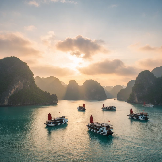 Halong Bay Vietnam limestone karsts boat cruise tour package TripNest Holidays