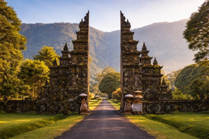 Bali temple gate with traditional architecture entrance