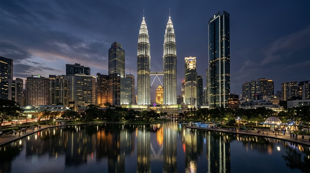 Kuala Lumpur Petronas Towers night skyline