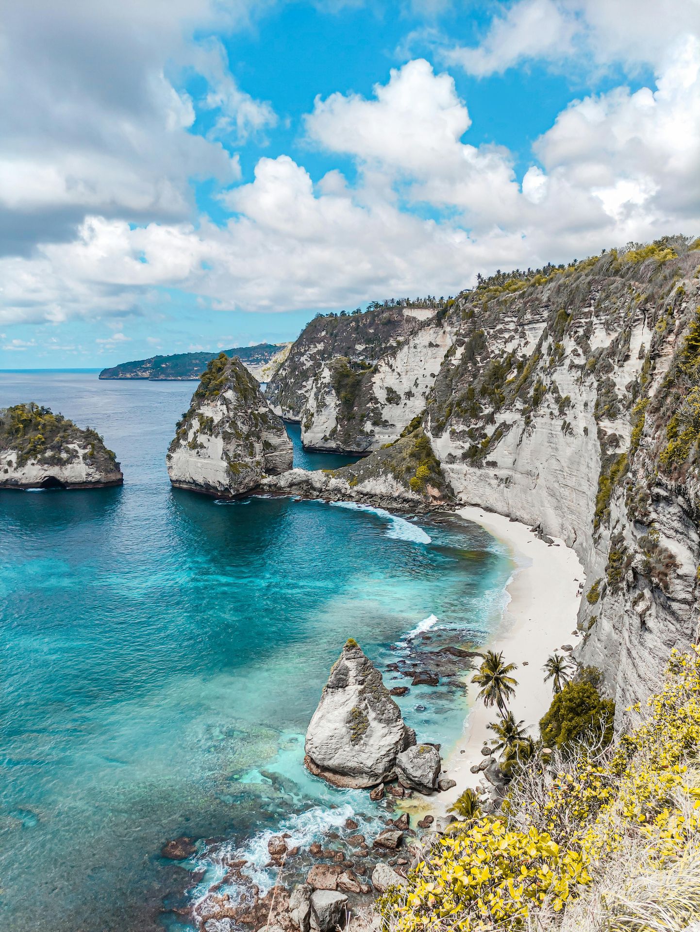 Bali rocky coastal cliffs with sea waves