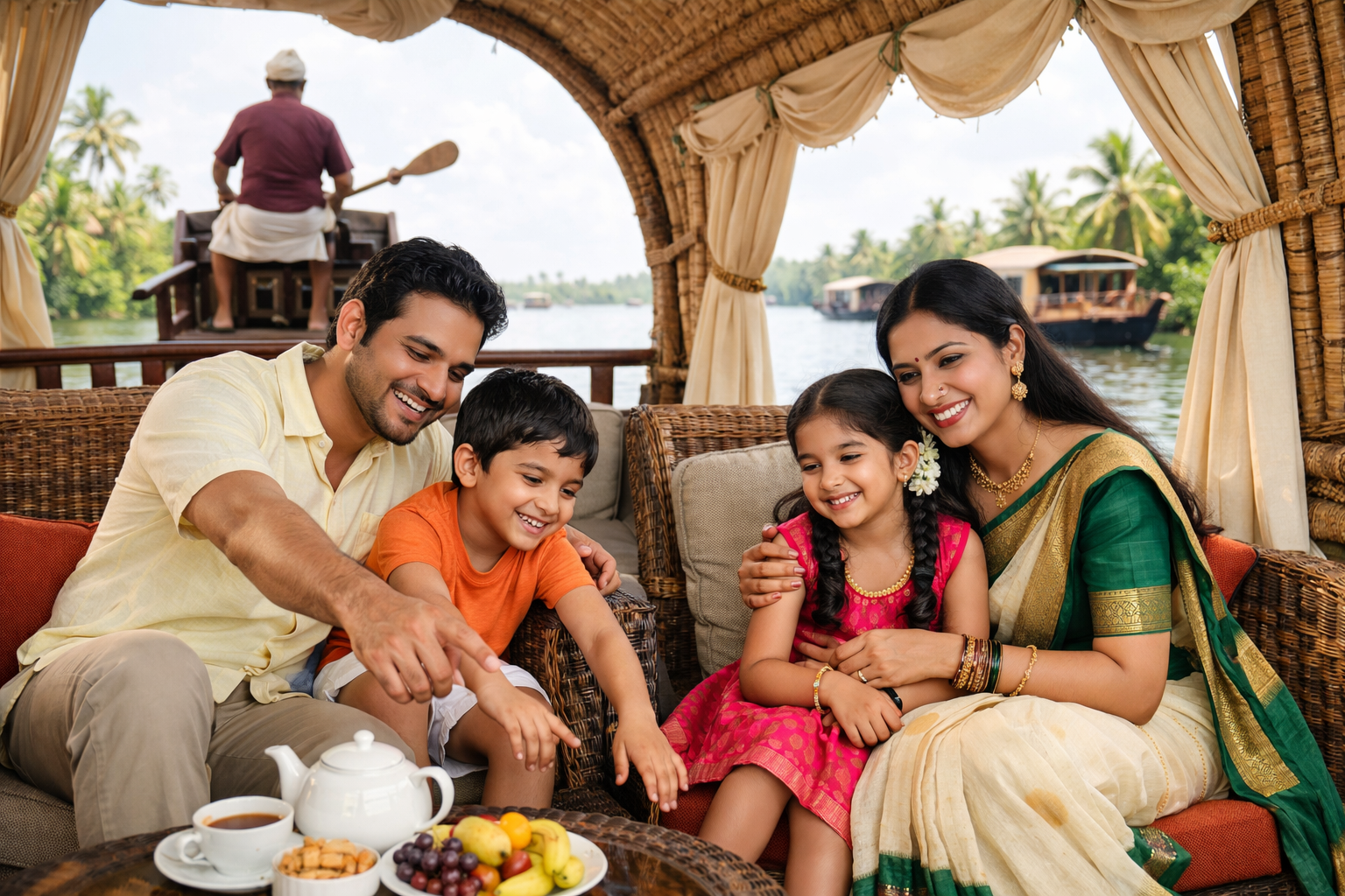 Family enjoying traditional culture India