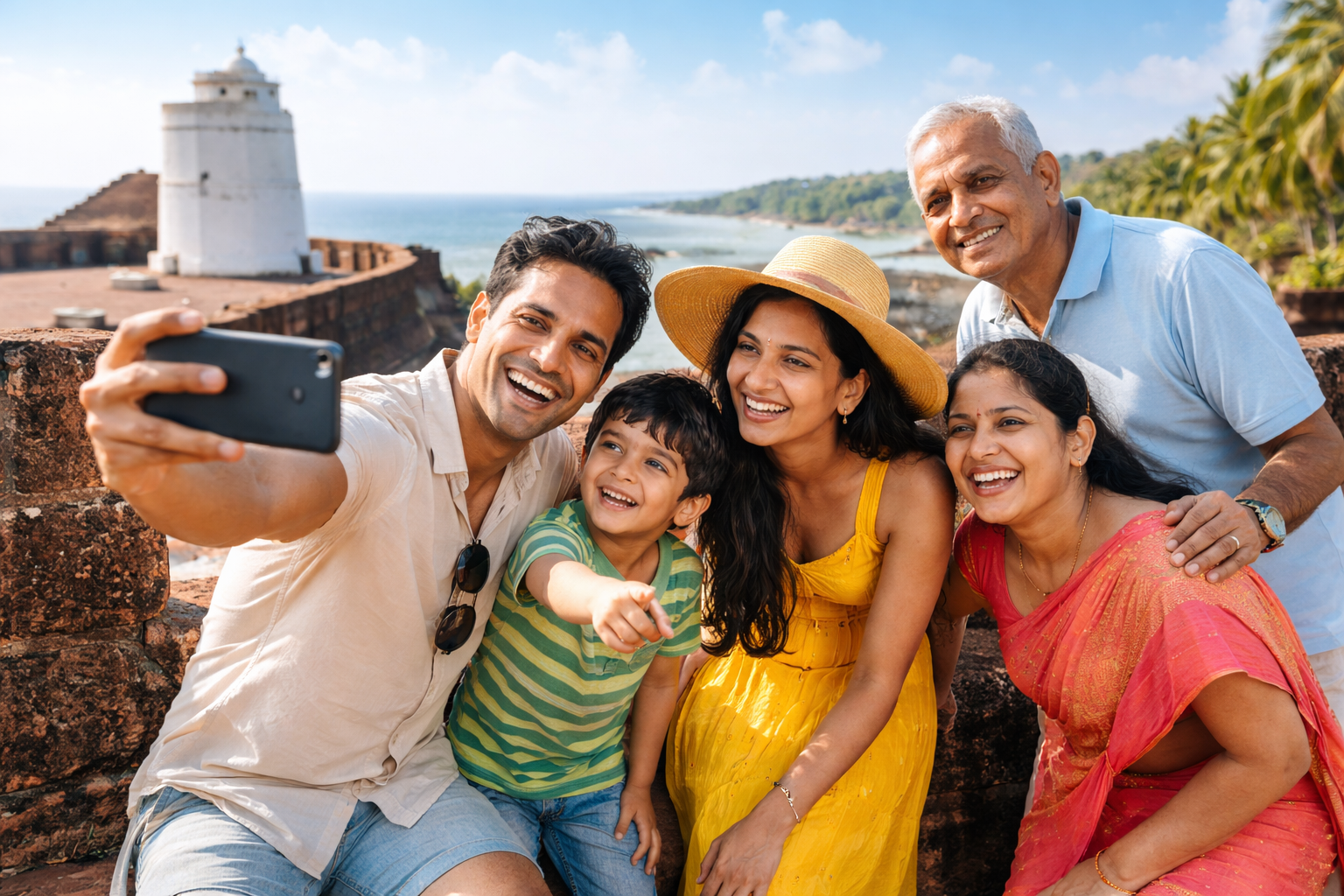 Happy family group enjoying vacation together